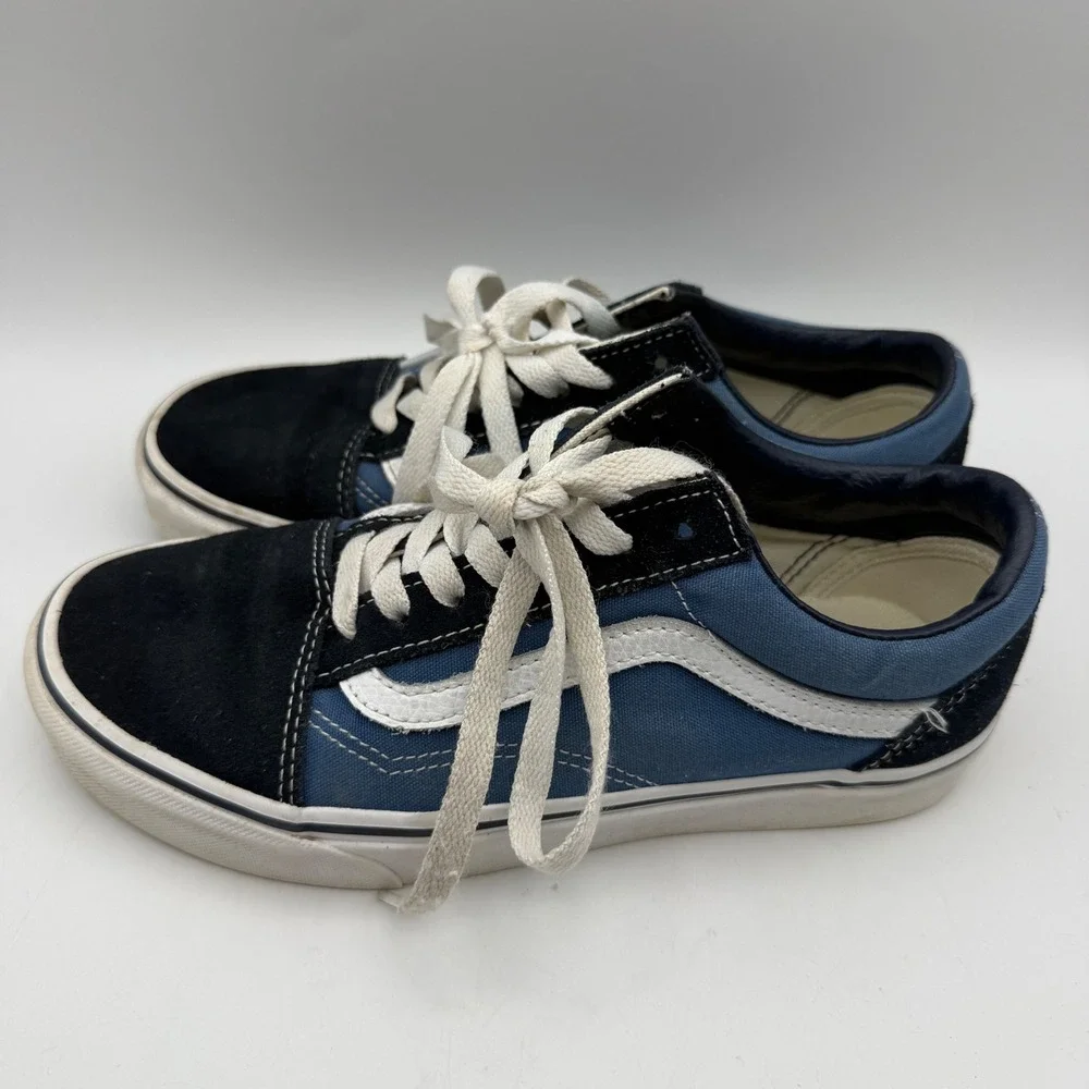 Vans Old Skool Sneakers Womens 7 Navy Blue Suede Canvas Low Top Skate Shoes